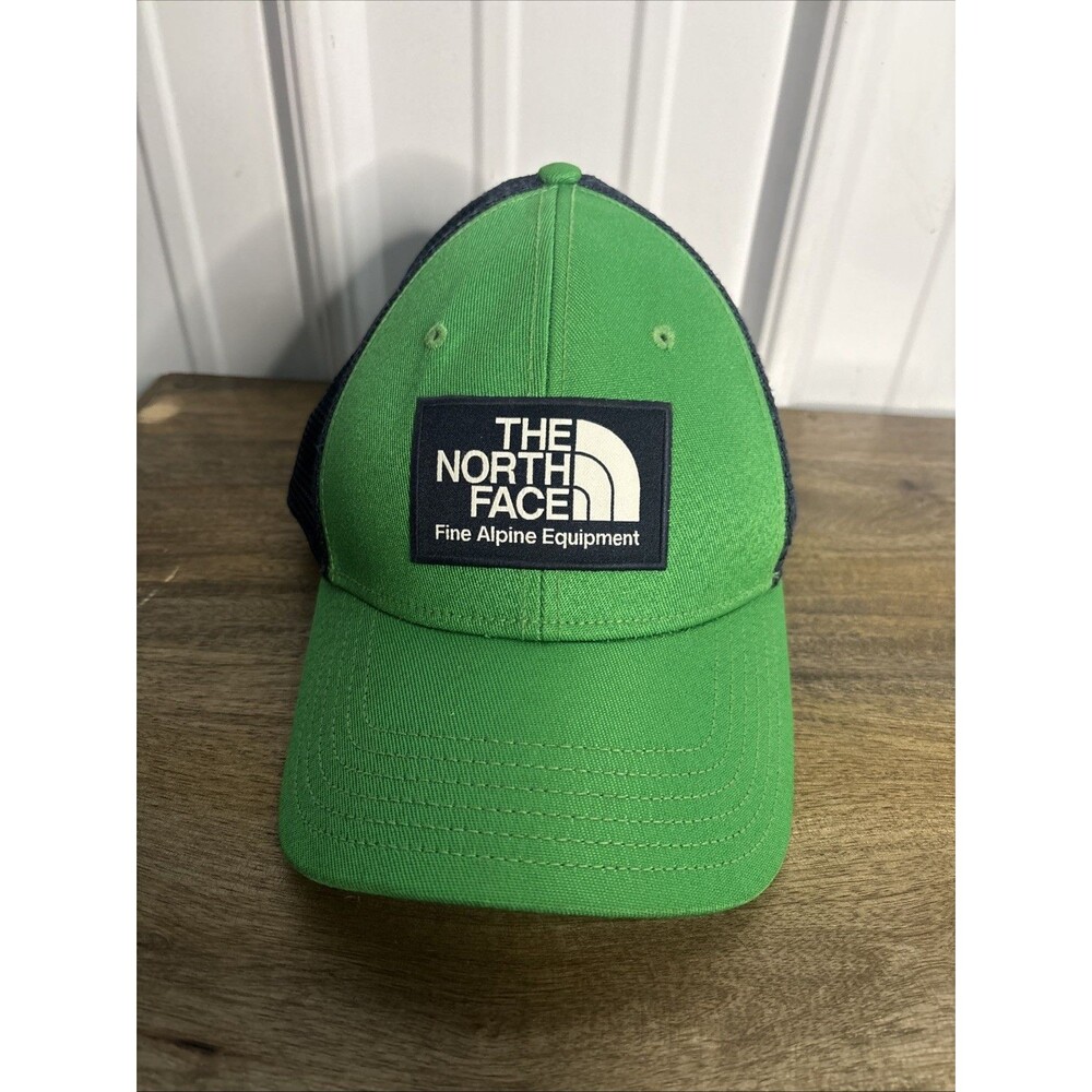 The North Face Mudder Trucker Hat Green And Navy Snapback EUC